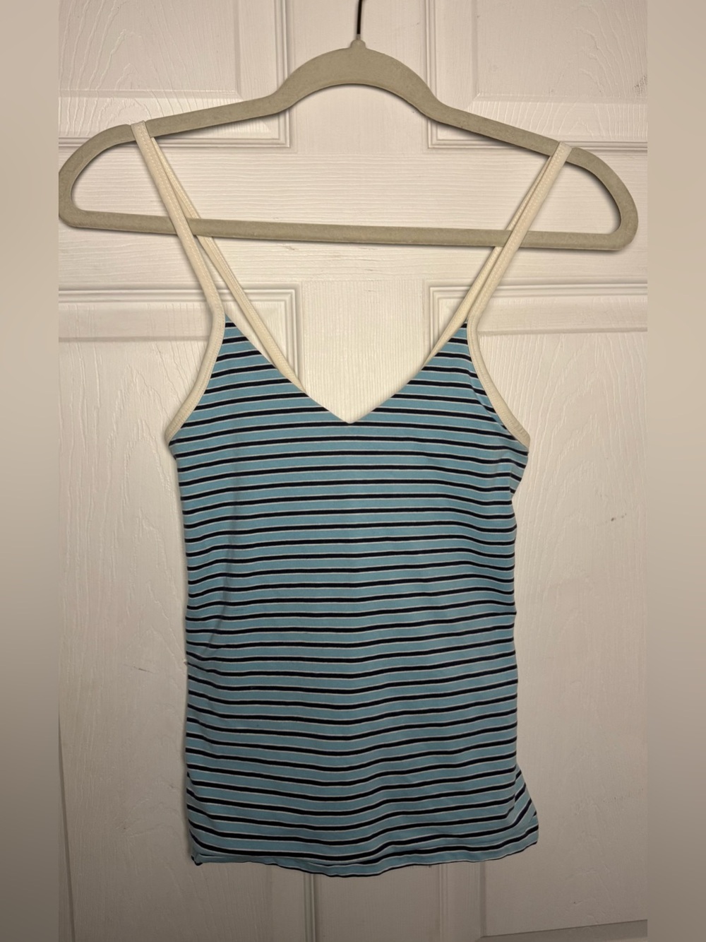 Vintage Mossimo y2k Blue Striped Cross Back Camisole Tank Top 90s Streetwear